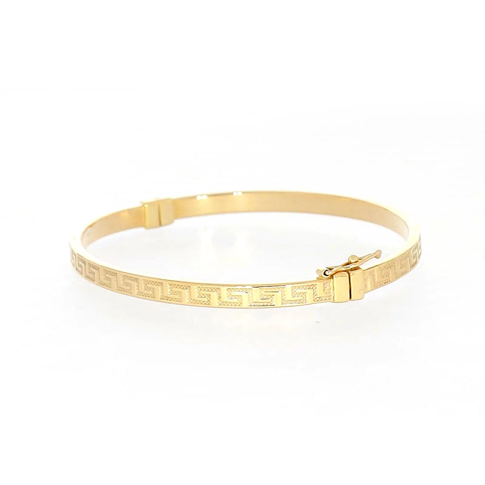 9ct Yellow Gold Greek Key Hinged Bangle