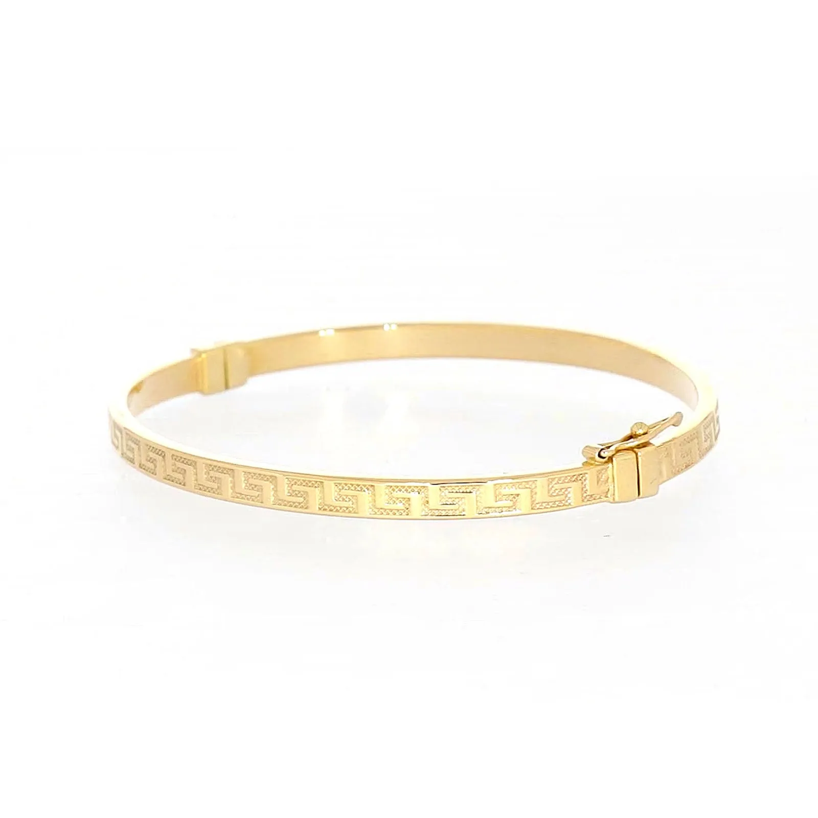 9ct Yellow Gold Greek Key Hinged Bangle