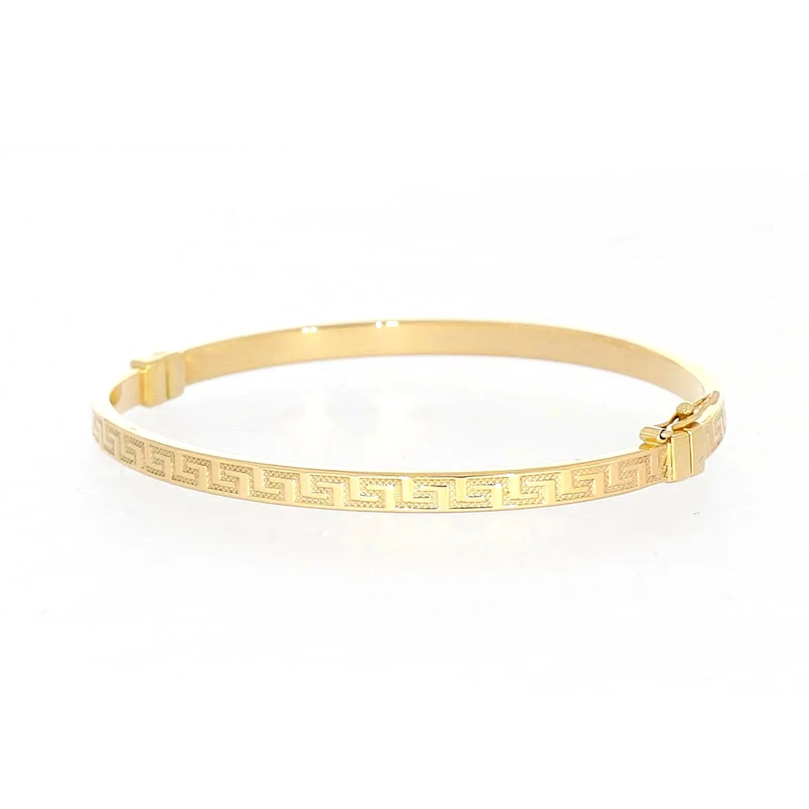 9ct Yellow Gold Greek Key Hinged Bangle