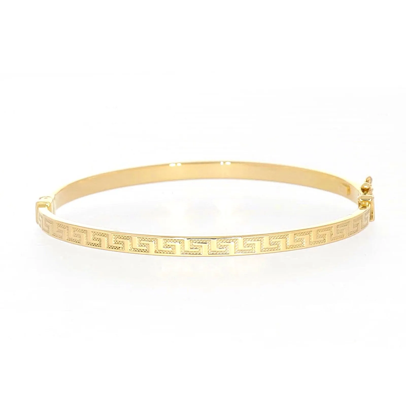 9ct Yellow Gold Greek Key Hinged Bangle