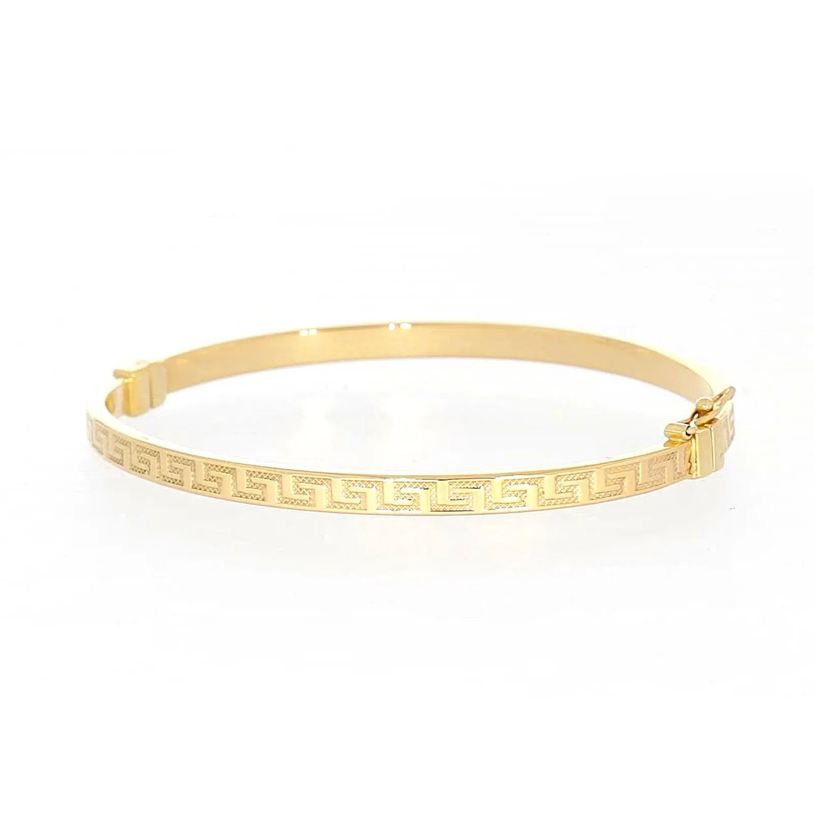 9ct Yellow Gold Greek Key Hinged Bangle