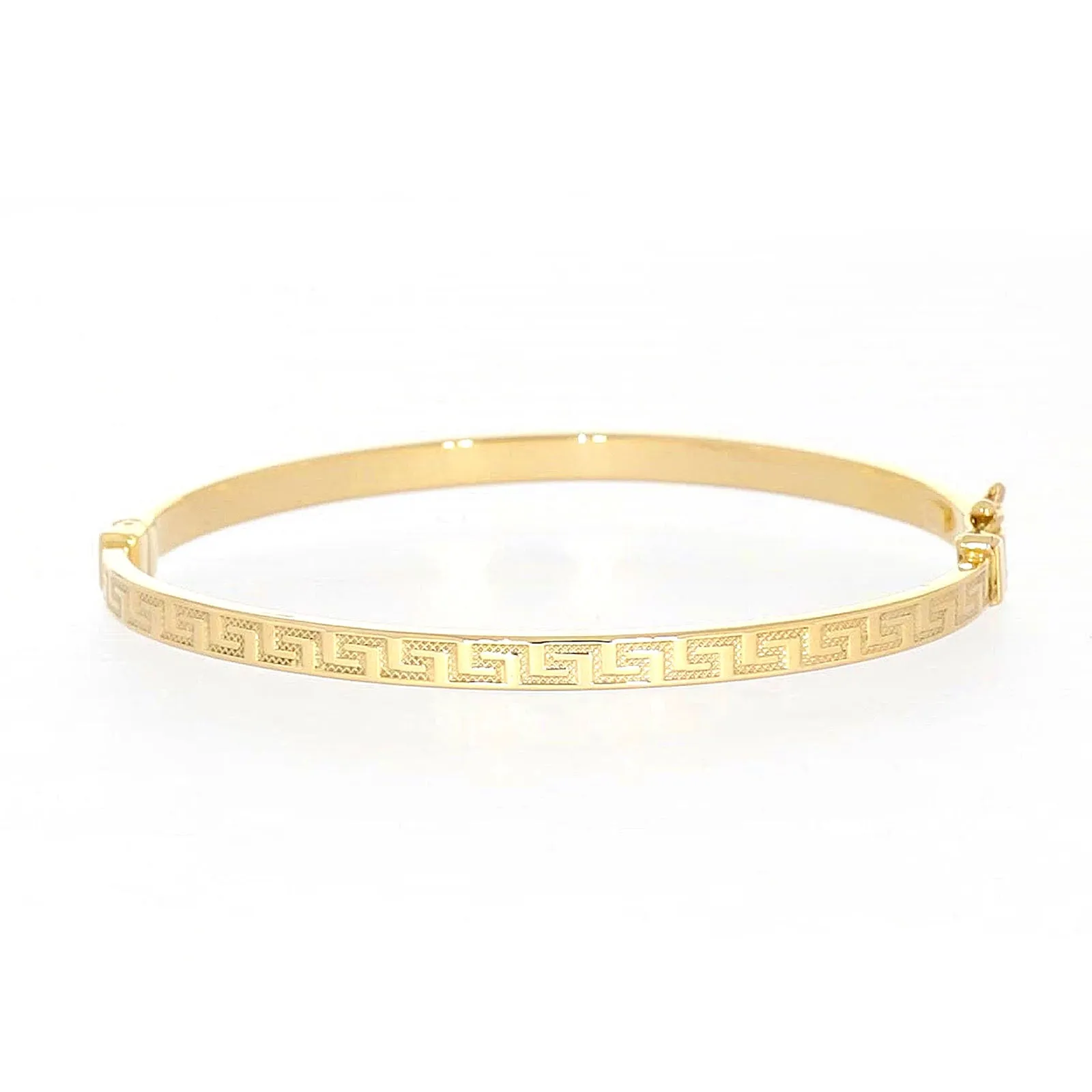 9ct Yellow Gold Greek Key Hinged Bangle