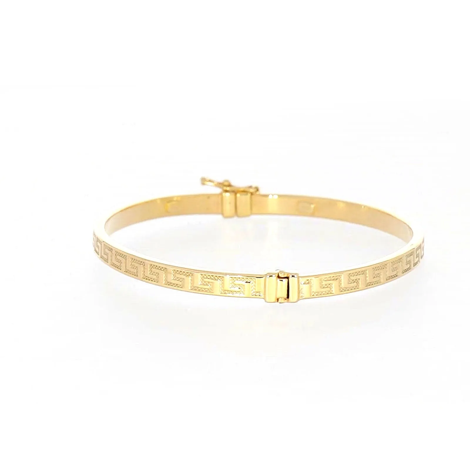 9ct Yellow Gold Greek Key Hinged Bangle