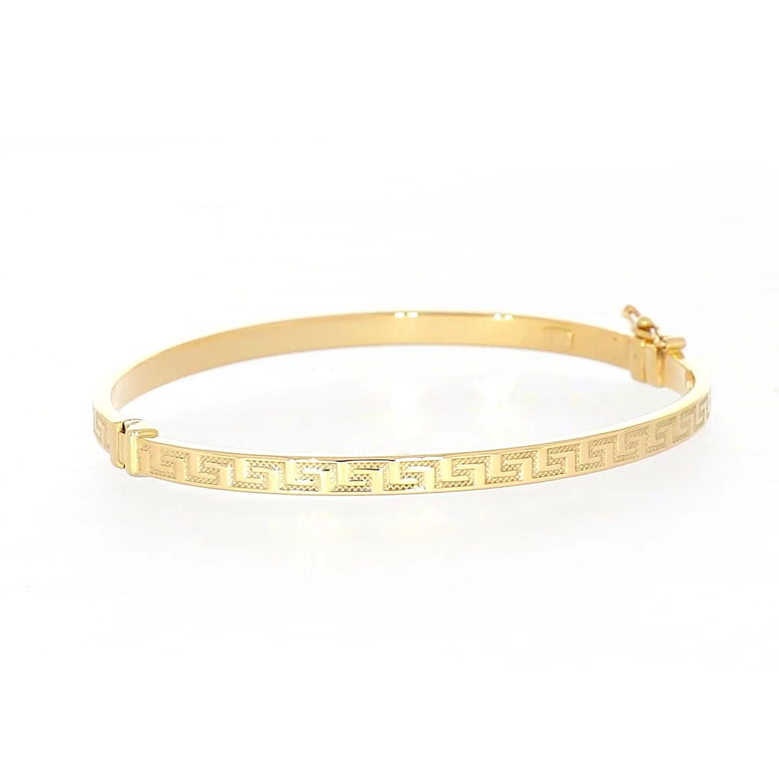 9ct Yellow Gold Greek Key Hinged Bangle