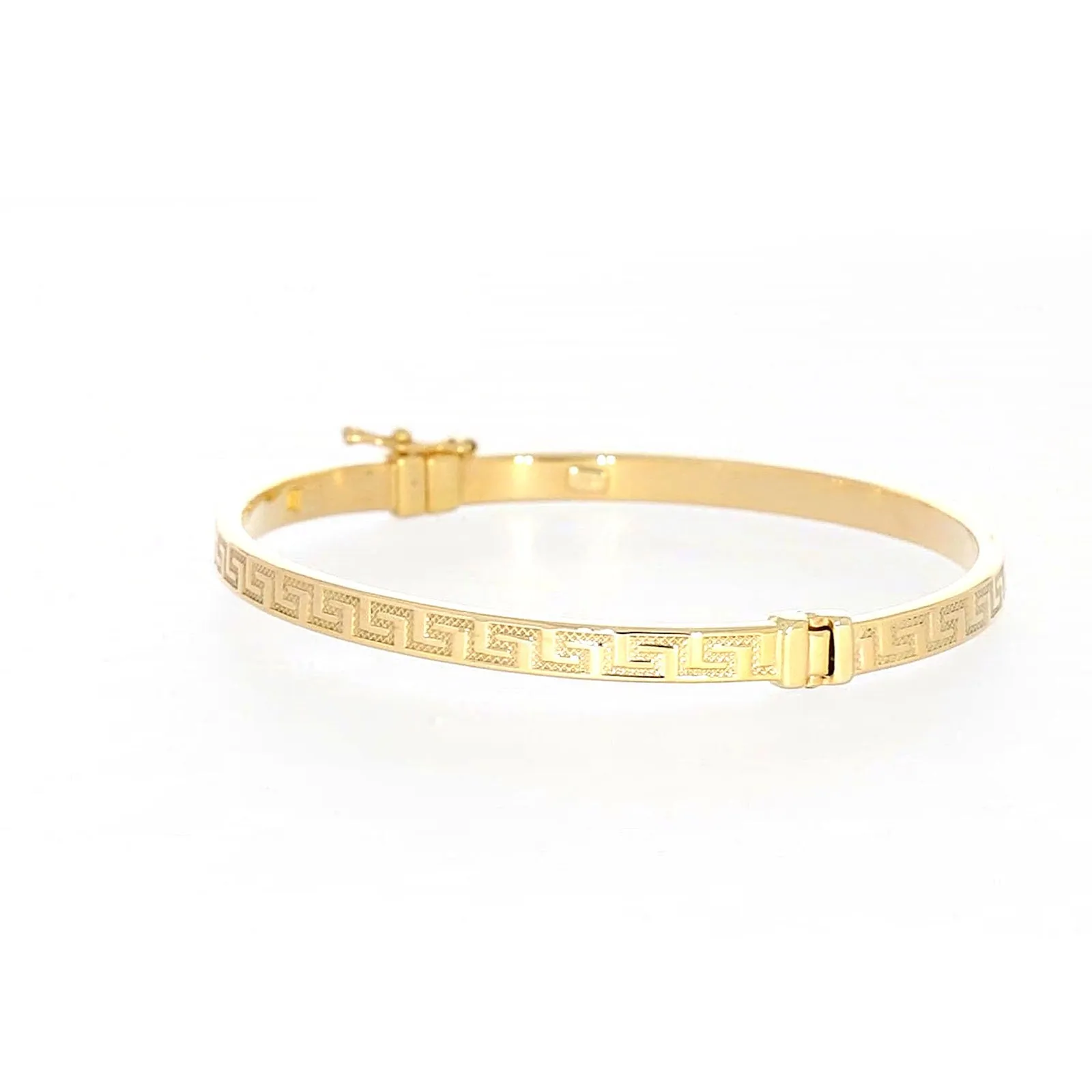 9ct Yellow Gold Greek Key Hinged Bangle