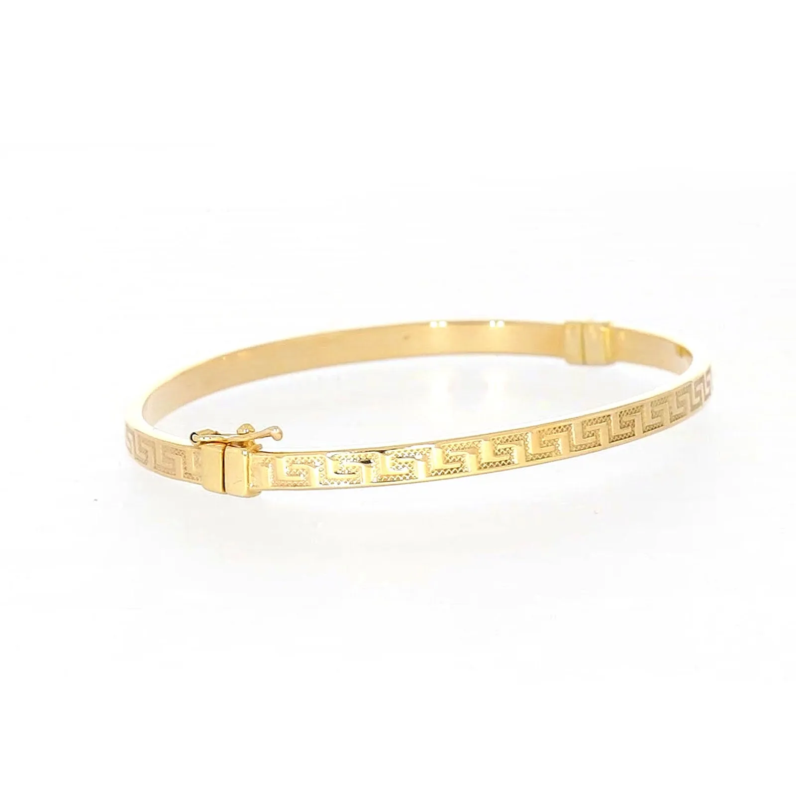 9ct Yellow Gold Greek Key Hinged Bangle