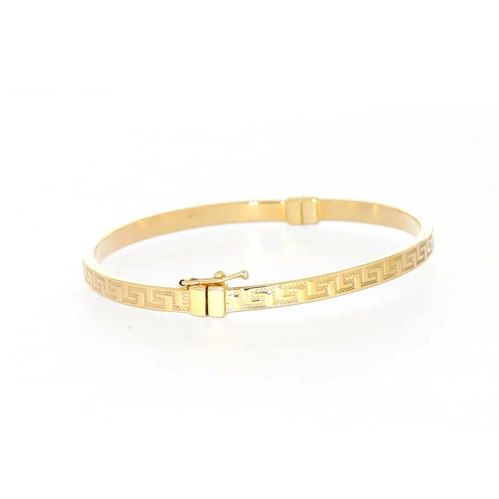 9ct Yellow Gold Greek Key Hinged Bangle