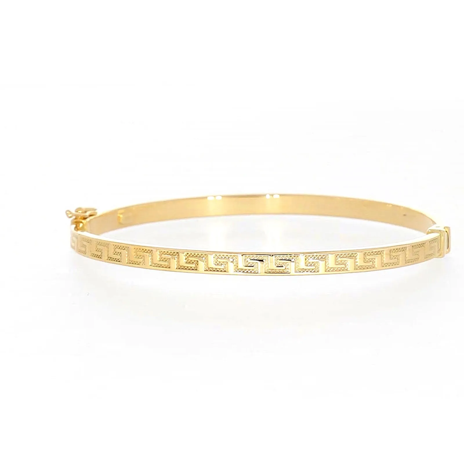 9ct Yellow Gold Greek Key Hinged Bangle