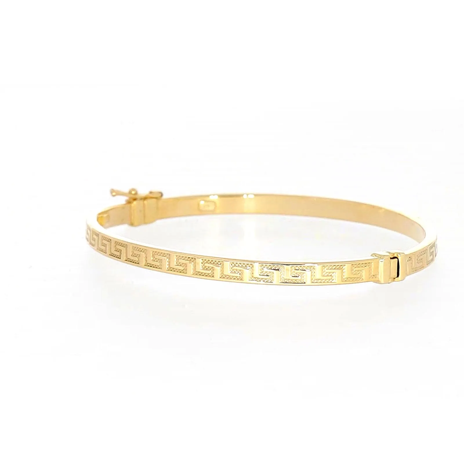 9ct Yellow Gold Greek Key Hinged Bangle