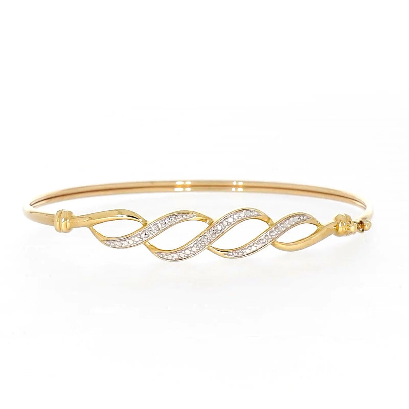 9ct Yellow Gold Round Brilliant Cut Diamonds Bangle