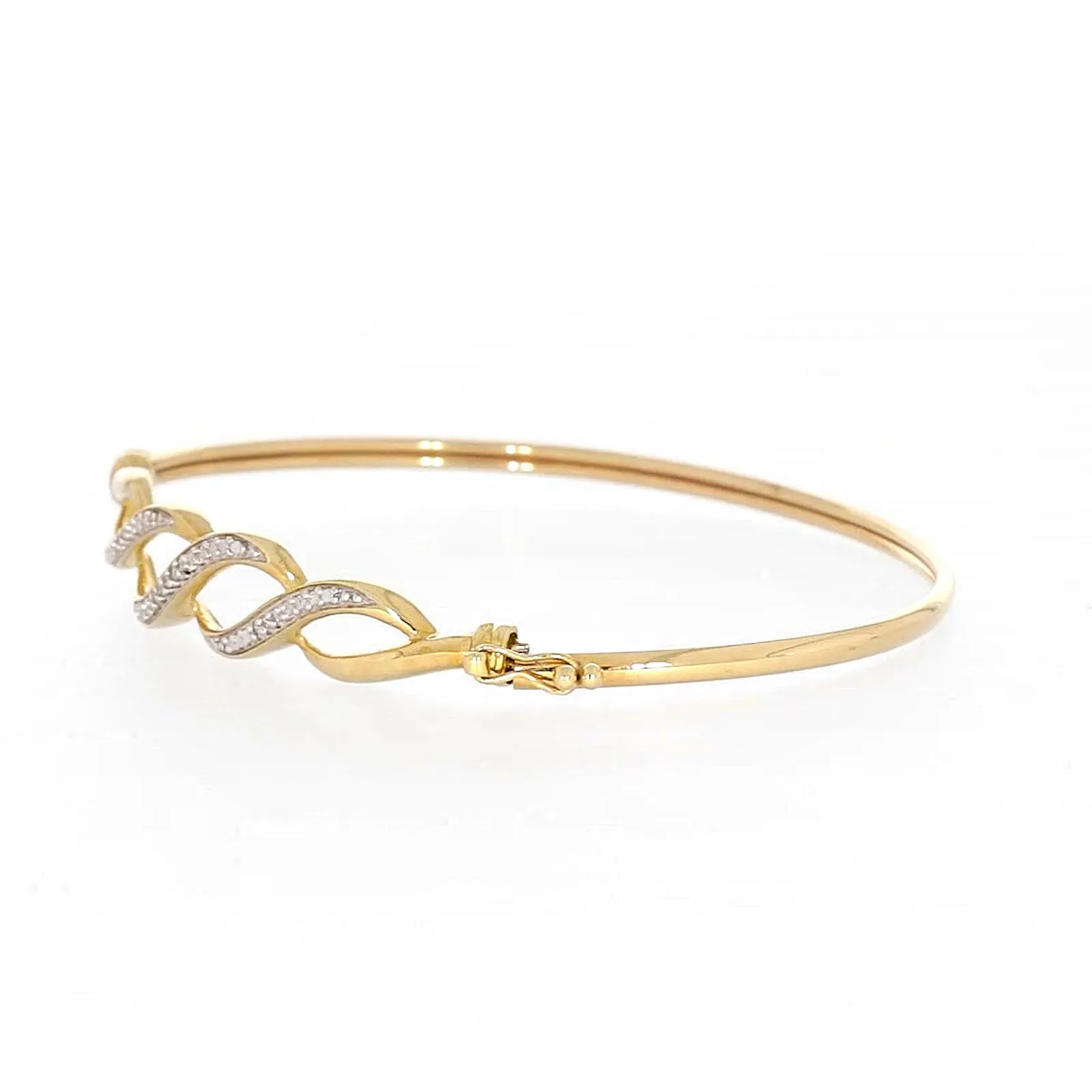 9ct Yellow Gold Round Brilliant Cut Diamonds Bangle