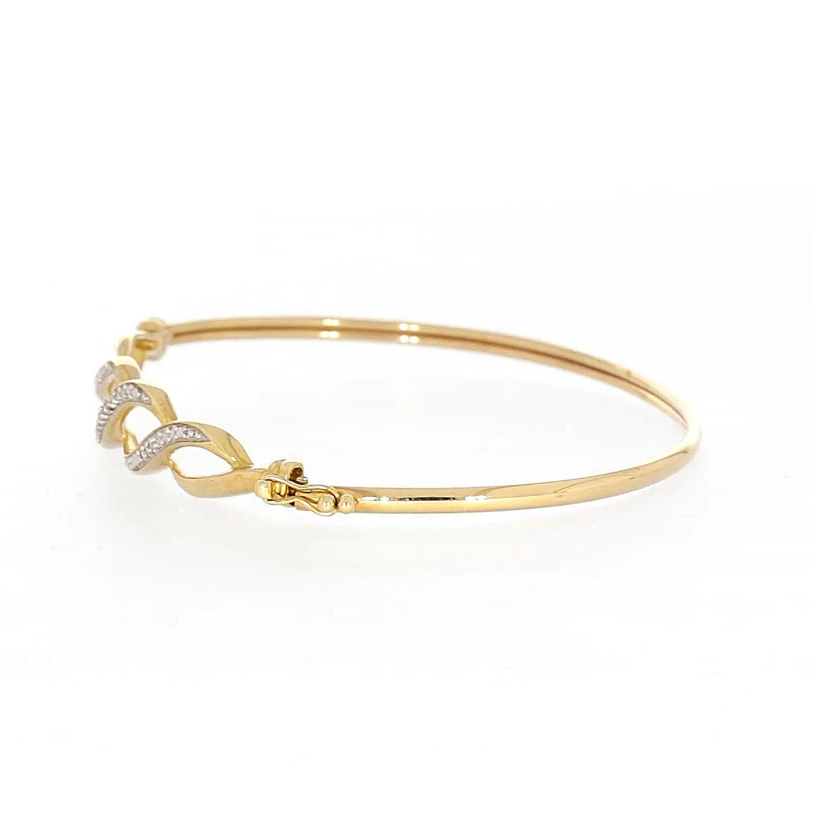 9ct Yellow Gold Round Brilliant Cut Diamonds Bangle