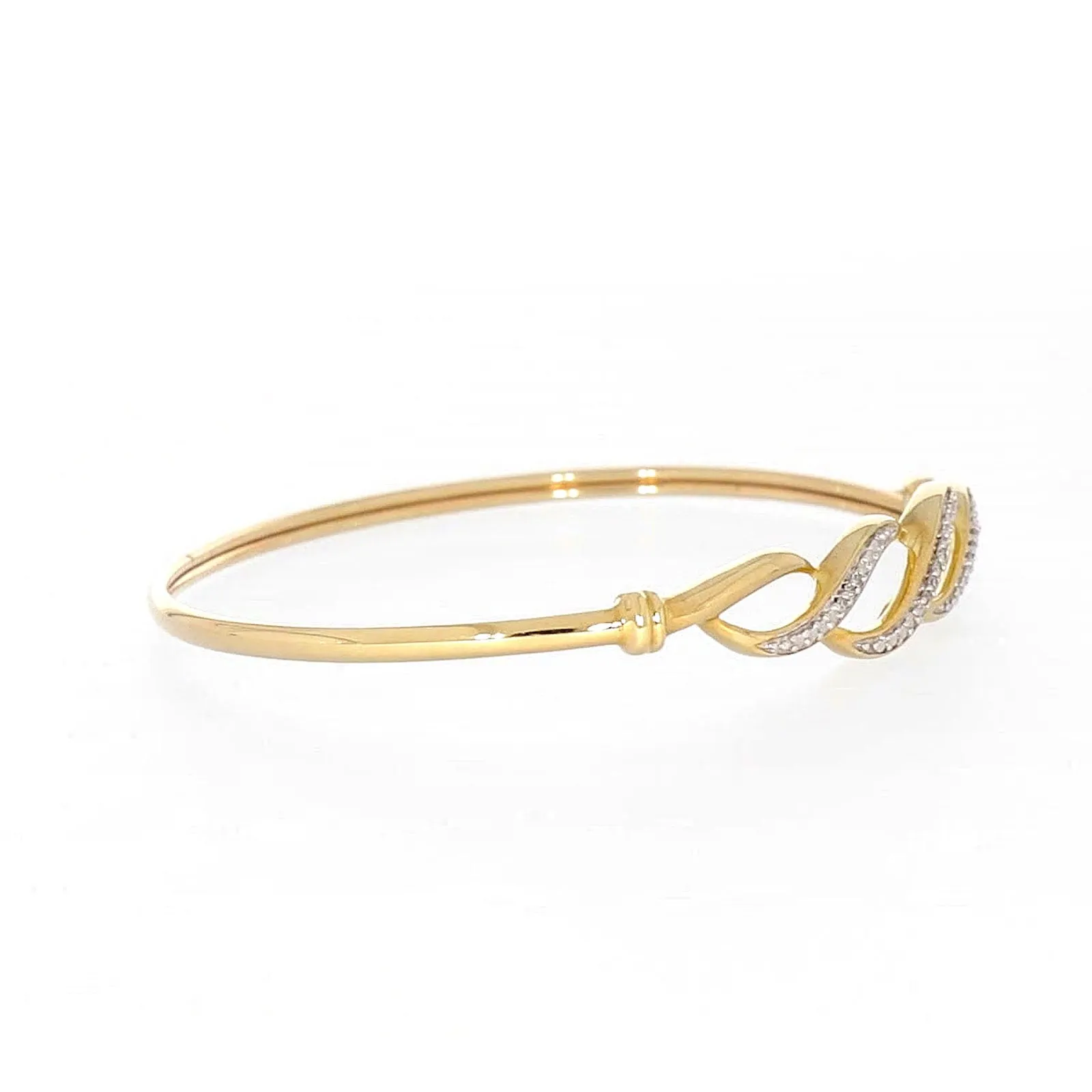 9ct Yellow Gold Round Brilliant Cut Diamonds Bangle