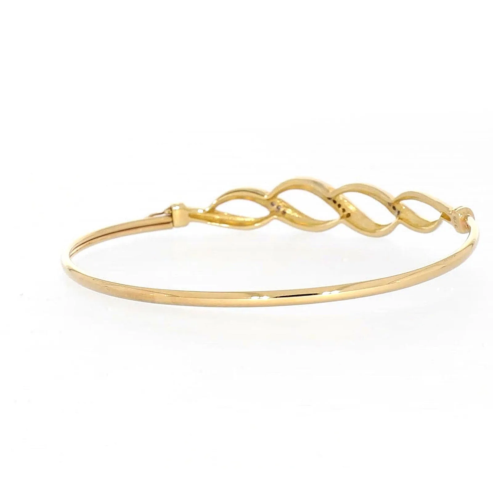 9ct Yellow Gold Round Brilliant Cut Diamonds Bangle