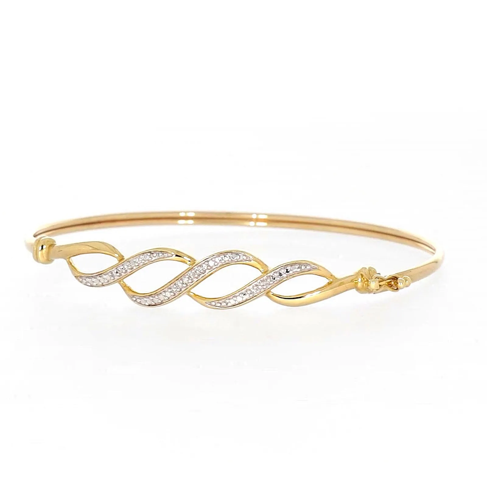 9ct Yellow Gold Round Brilliant Cut Diamonds Bangle