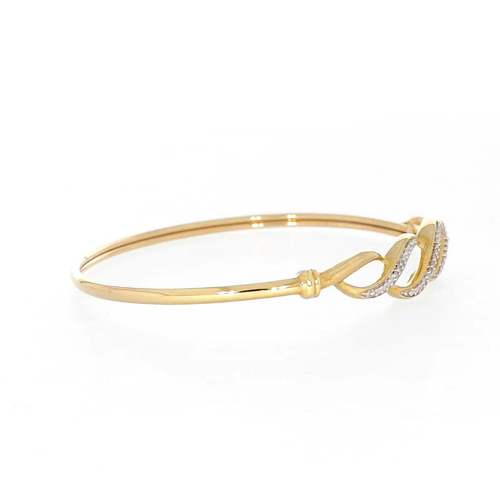 9ct Yellow Gold Round Brilliant Cut Diamonds Bangle