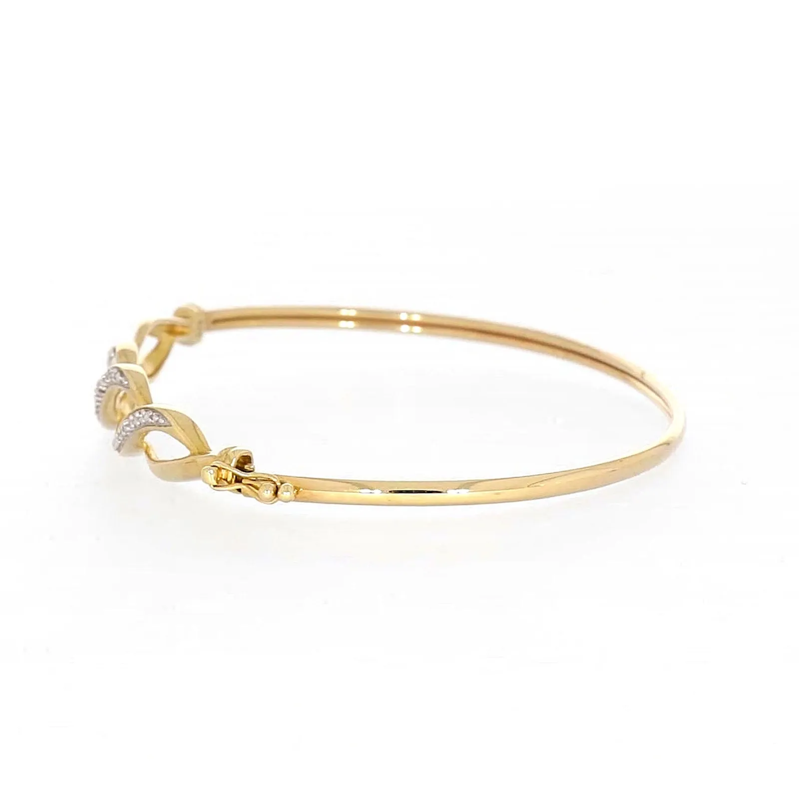 9ct Yellow Gold Round Brilliant Cut Diamonds Bangle