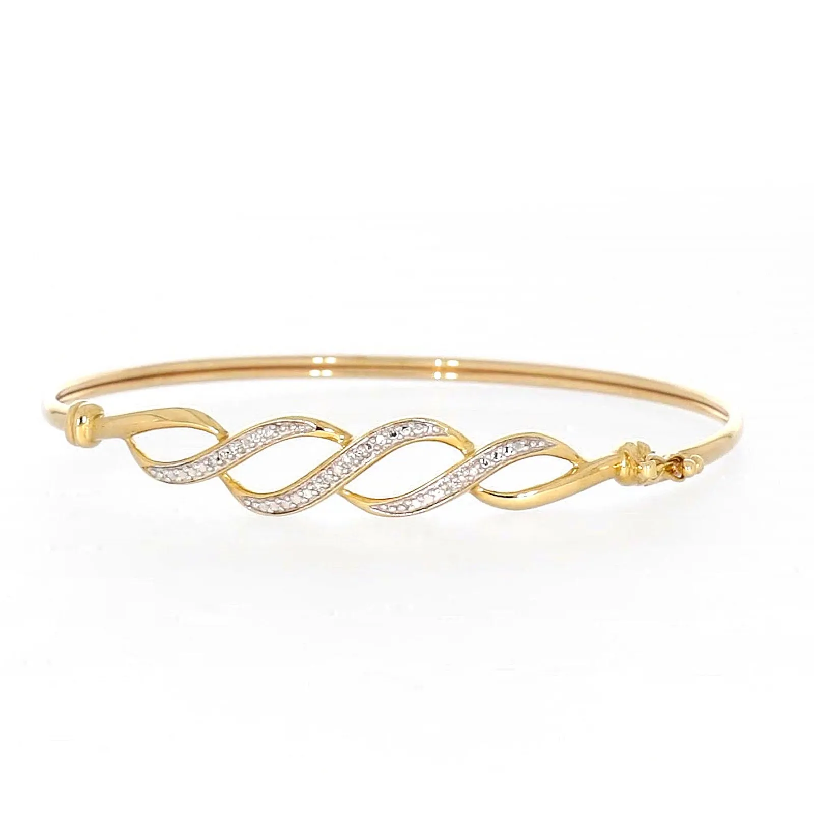 9ct Yellow Gold Round Brilliant Cut Diamonds Bangle