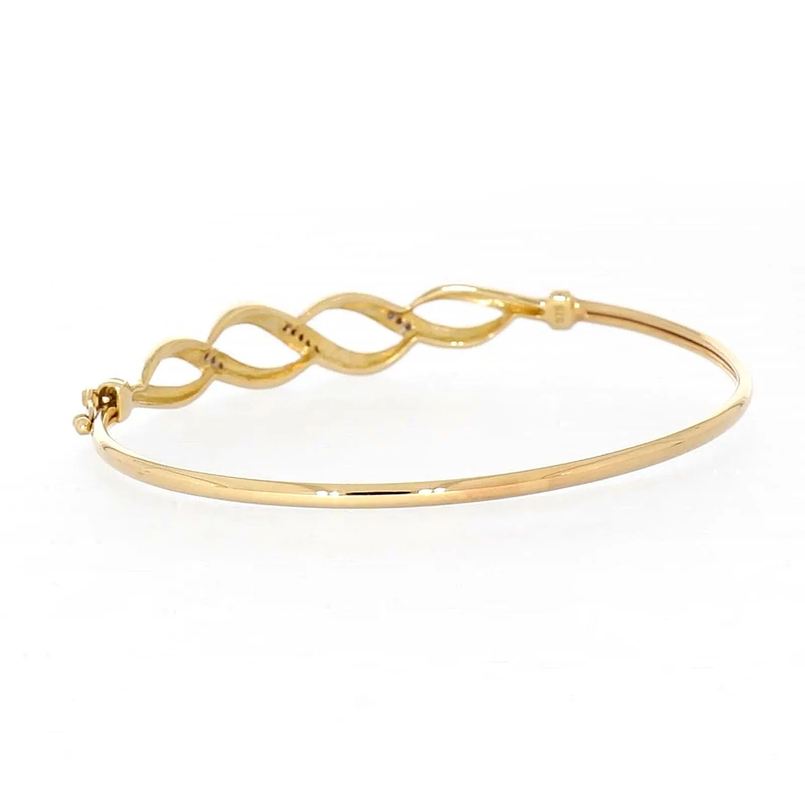 9ct Yellow Gold Round Brilliant Cut Diamonds Bangle