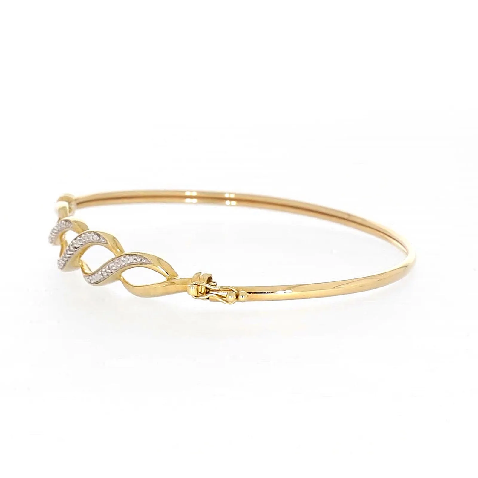 9ct Yellow Gold Round Brilliant Cut Diamonds Bangle