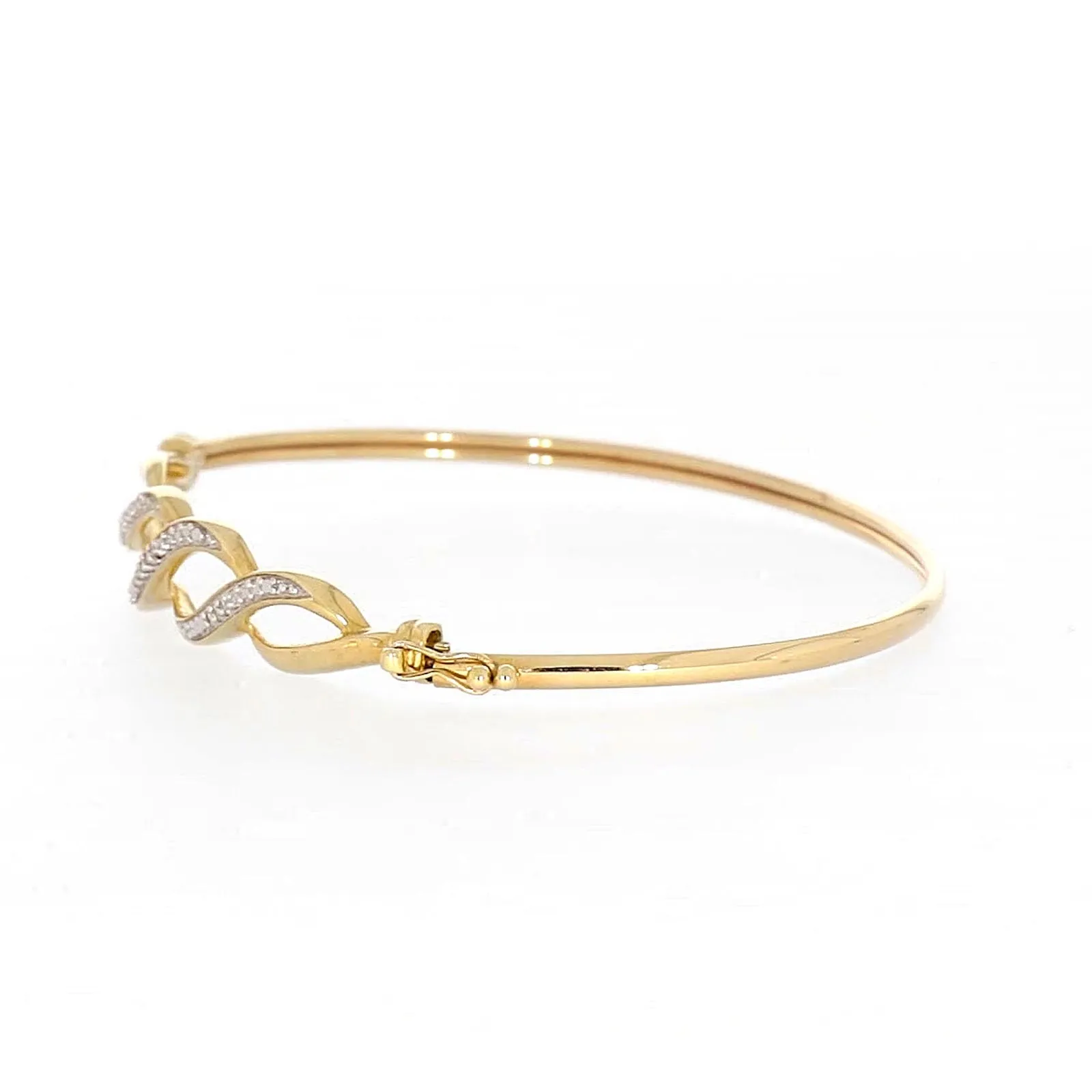 9ct Yellow Gold Round Brilliant Cut Diamonds Bangle