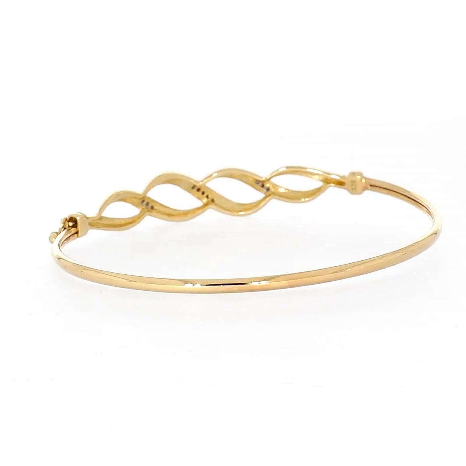 9ct Yellow Gold Round Brilliant Cut Diamonds Bangle