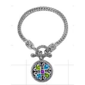 AB-6052-CO1 Sterling Silver Bracelet With Amethyst Q., Blue Topaz Q. , Peridot Q.