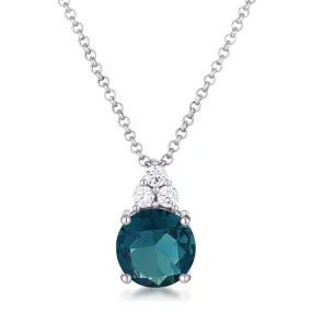 Abigail Blue Green 9mm Round CZ Pendant Necklace | 3.1ct