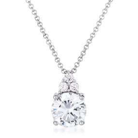 Abigail Clear 9mm Round CZ Pendant Necklace | 3.1ct