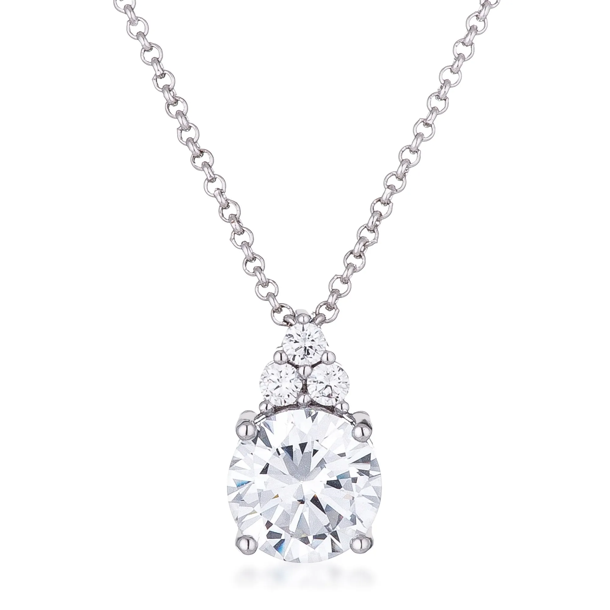 Abigail Clear 9mm Round CZ Pendant Necklace | 3.1ct