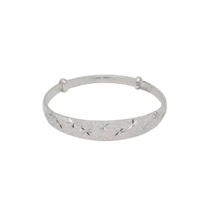 Adjustable Textured Star Dangling Bangle (Silver)