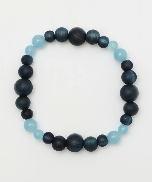 AIZOME Indigo Dyed Cypress x Aquamarine Bracelet