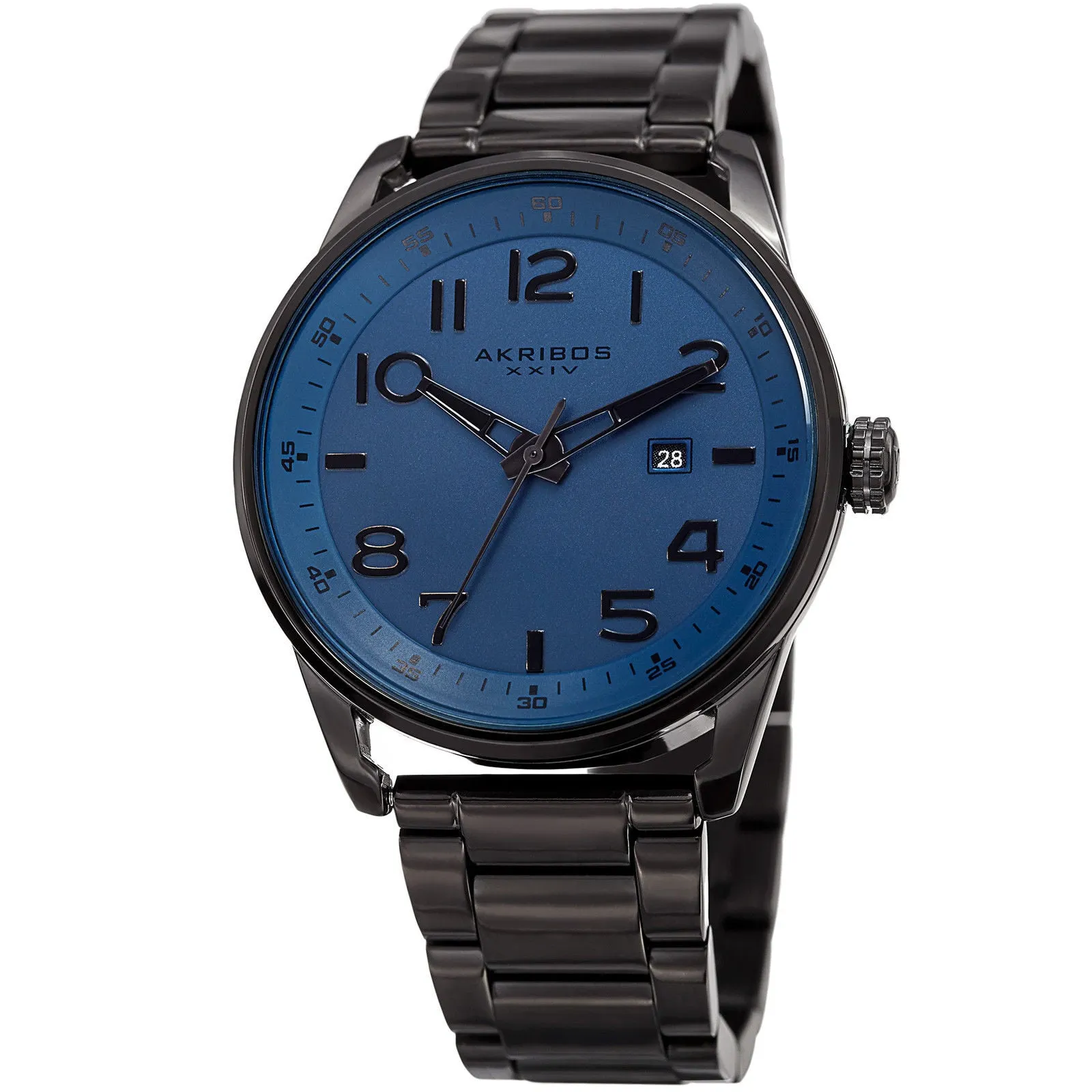 Akribos Xxiv Blue Dial Black IP Stainless Steel Men's Watch AK956BU