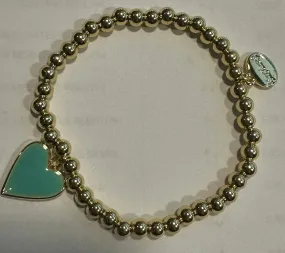 Alex Carol Jewelry 5MM Gold Ball With Turquoise Heart Charm - B2430