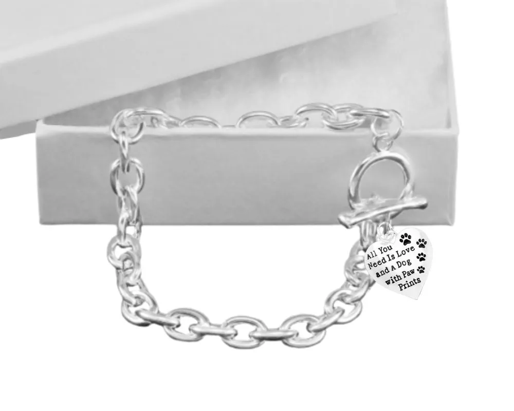 All You Need Is Love Dog Heart Charm Chunky Bracelets