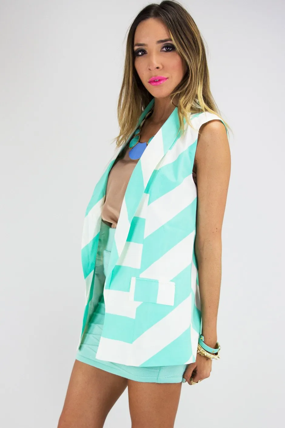 Allie Chevron Pattern Vest