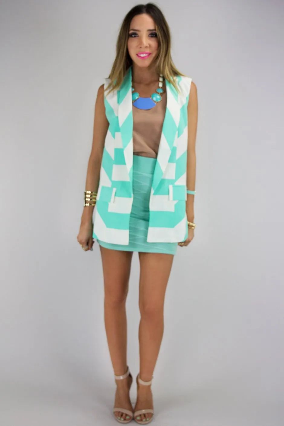 Allie Chevron Pattern Vest