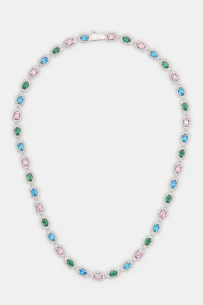 Allway Coloured Bezel Tennis Necklace