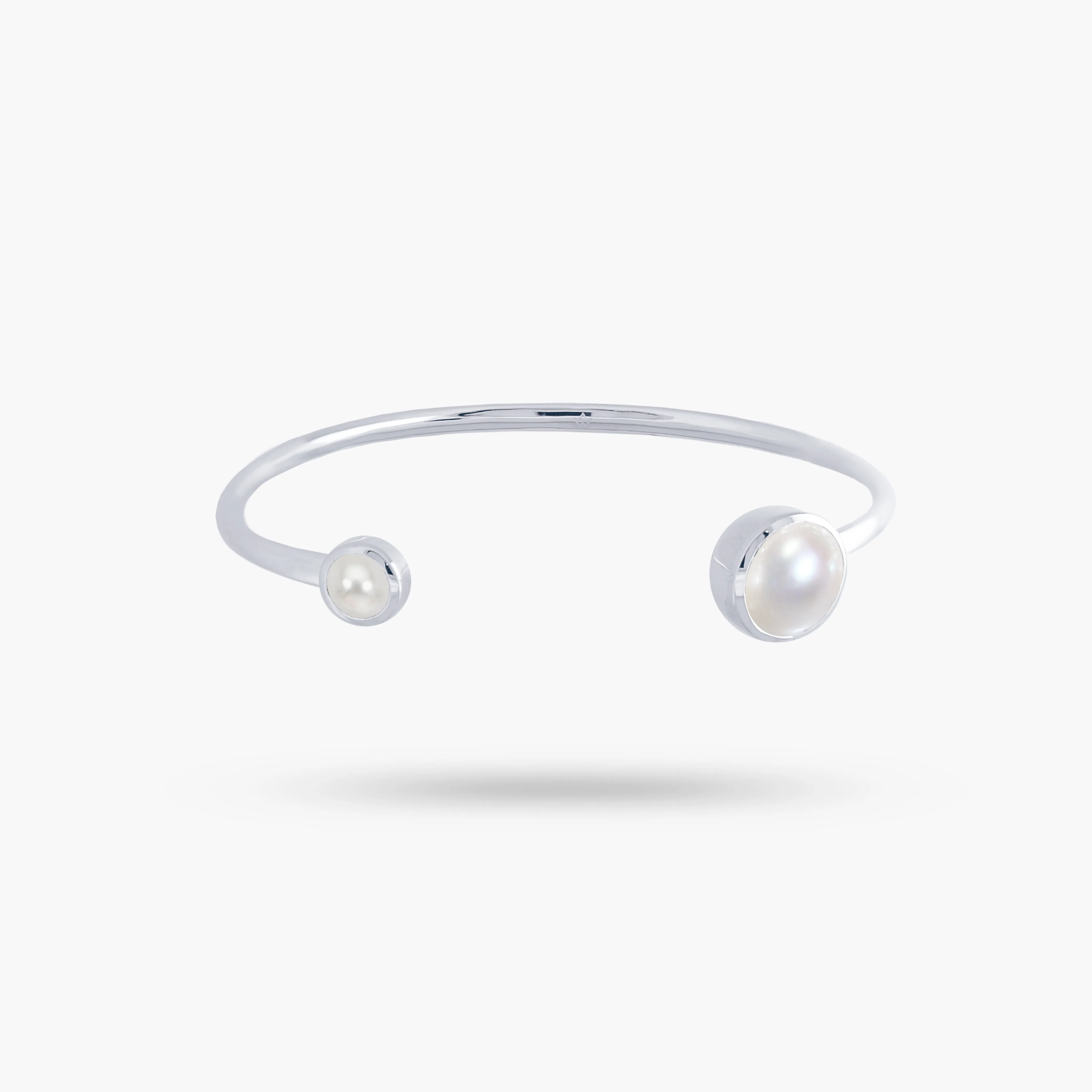 Amare Wear Freshwater Pearl Silver Handcuff Bracelet