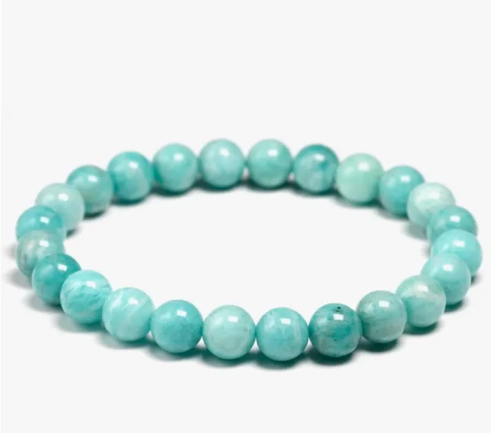 Amazonite stone, stretch cording, yoga, bracelet, jewelry.