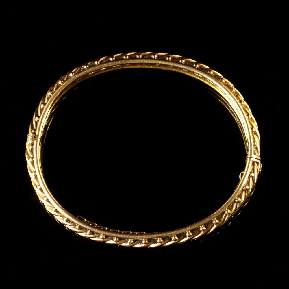 Antique Victorian Rope Bangle 15Ct Gold Circa 1900