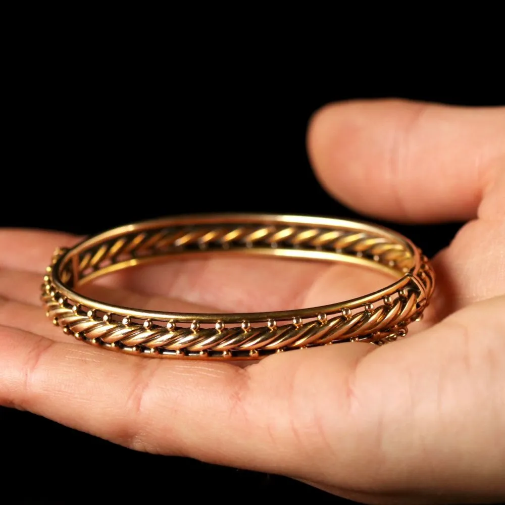 Antique Victorian Rope Bangle 15Ct Gold Circa 1900