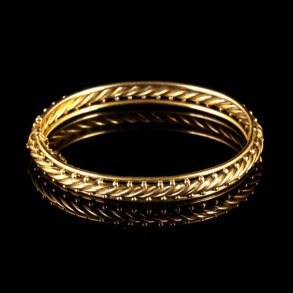 Antique Victorian Rope Bangle 15Ct Gold Circa 1900