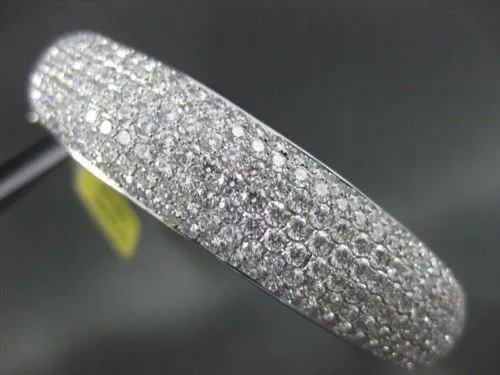 ANTIQUE WIDE 10.06CT DIAMOND 18KT WHITE GOLD BANGLE BRACELET F VS/VVS #2101348-7