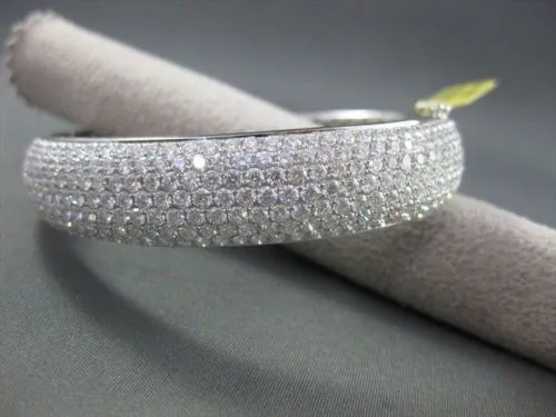 ANTIQUE WIDE 10.06CT DIAMOND 18KT WHITE GOLD BANGLE BRACELET F VS/VVS #2101348-7