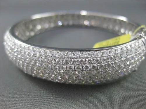 ANTIQUE WIDE 10.06CT DIAMOND 18KT WHITE GOLD BANGLE BRACELET F VS/VVS #2101348-7