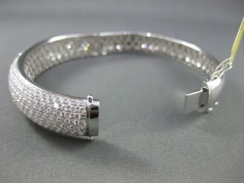 ANTIQUE WIDE 10.06CT DIAMOND 18KT WHITE GOLD BANGLE BRACELET F VS/VVS #2101348-7