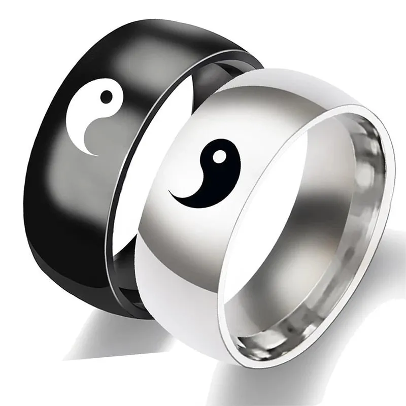 Antonios Yin Yang Stainless Steel Ring Men