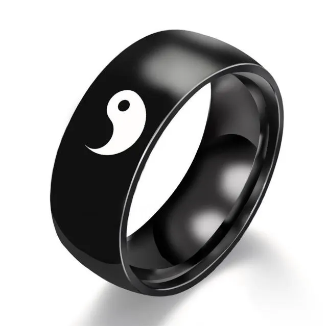 Antonios Yin Yang Stainless Steel Ring Men