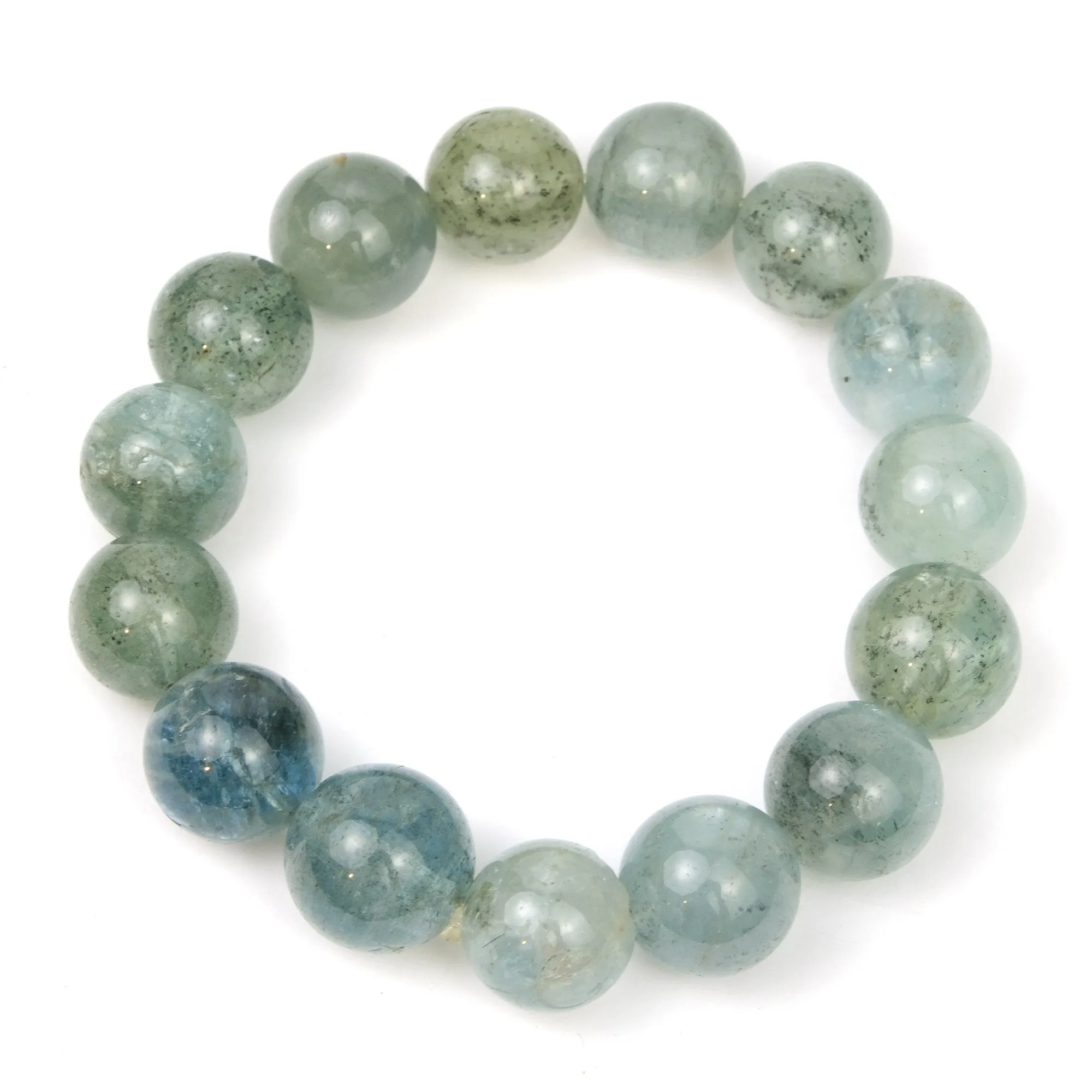 Aquamarine 14mm Stretch Bracelet on Elastic Cord